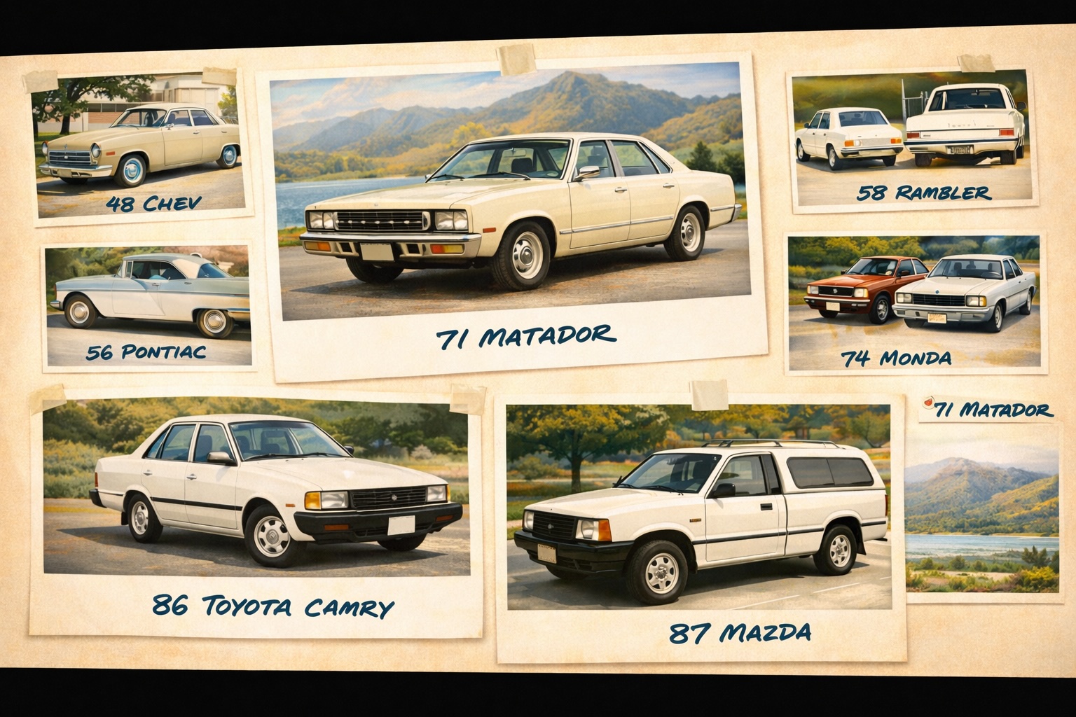 Personal cars through the years collage